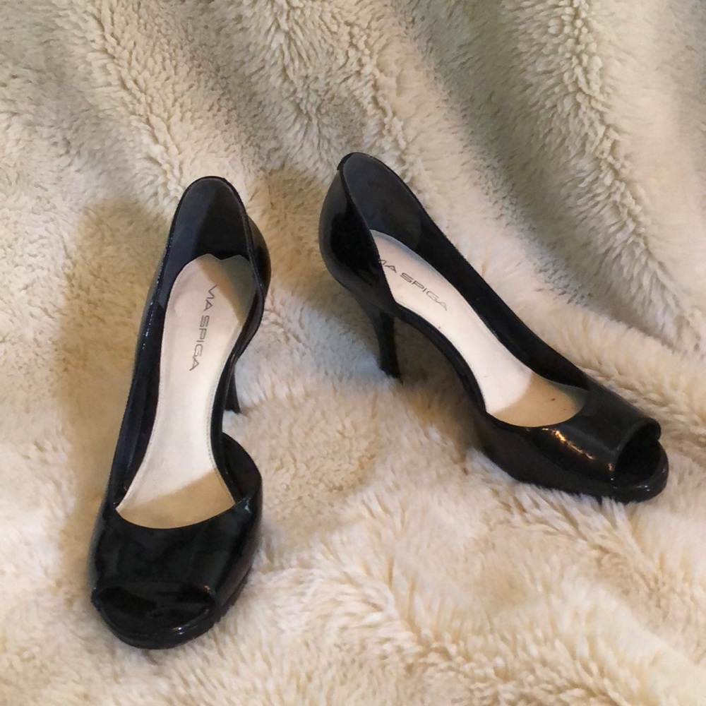 Via Spiga Black peep toe heels